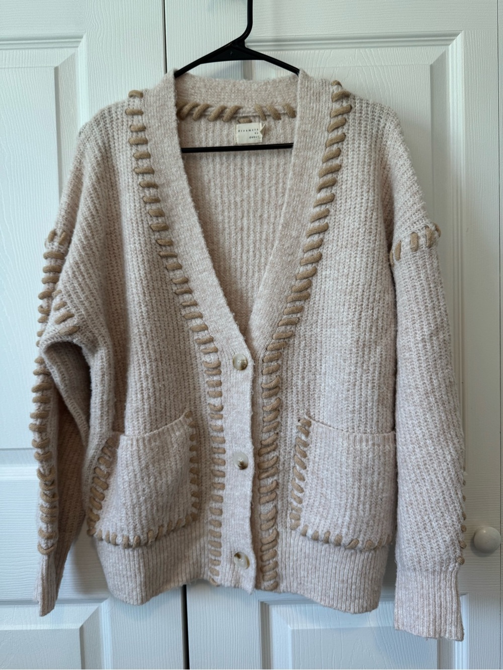 Cozy Beige Knit Cardigan Sweater - Women's Size S/M